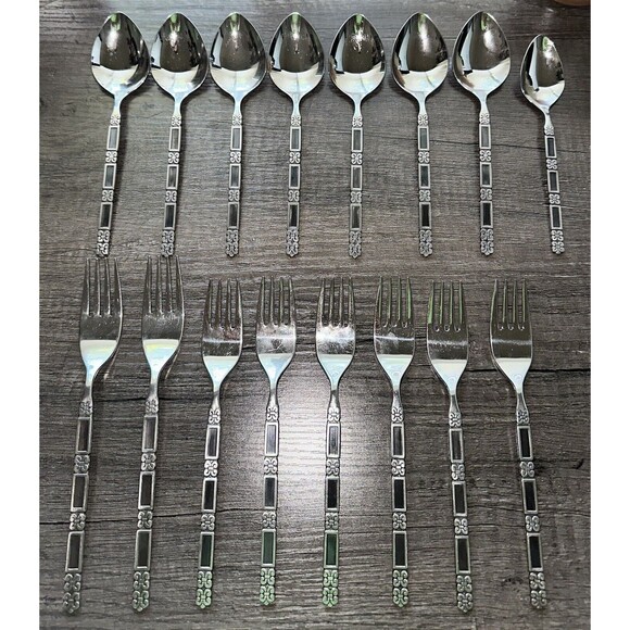 Oneida Community Madrid Stainless Steel Faded Black 16pc Replacement Lot - Picture 1 of 7